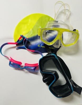 Taucherbrille Kinder + Erwachsene, Schwimmbrille, Badekappe Aqua Sphere