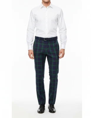 Pantalon homme écossais noir montre tartan taille 30 - 46 coupe décontractée - Photo 1/4