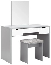 Dressing Table Grey White 3 large drawers with mirror Elizabeth Dresser GRADED