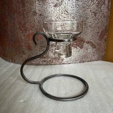 Danish/Sweden Wrought Iron Glass Cup Votive/Ball Candle Holder - Vintage MCM