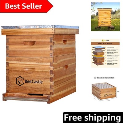 Standard 10-Frame Langstroth Beehive Kit with Beeswax Coating and Essentials