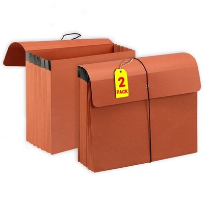 5 Inch Expanding File Folder, 2 Pack Cord Closure, Letter Size, Brown