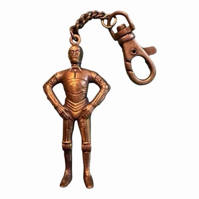 1996 Star Wars 3D C3PO Robot Droid Keychain Key Ring chain 2 3/4'' Die Cast Metal