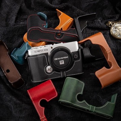 Handmade Genuine Leather Half Case Bag Cover For Olympus EP7 Camera