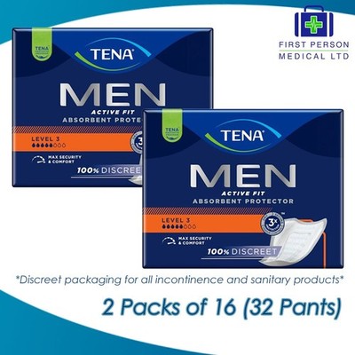 TENA Men Active Fit diskrete saugfähige Protektoren Pads - Level 3 - 32er Pack (2x16s)