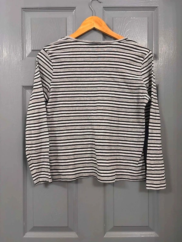 Pep & Co Grey & Black Striped Long Sleeve Top Size 16 image 2