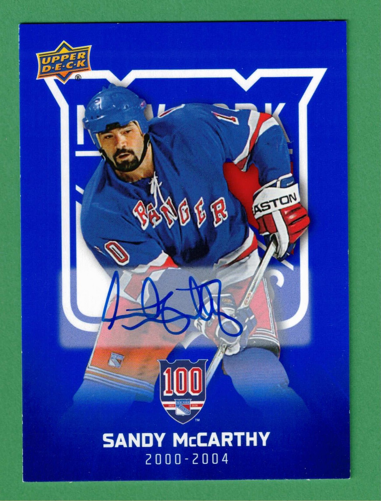 2025-26 Upper Deck Rangers Centennial SANDY MCCARTHY Auto Blue