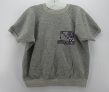 VINTAGE Northwestern Wildcats Sweatshirt 70s Rugby Men Small Gray Crewneck Knit*