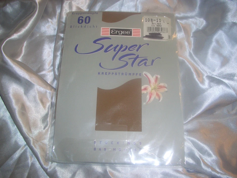 RAR VINTAGE Ergee Superstar 60 DEN blickdichte Straps Strümpfe Gr. 10,5-11 NERZ - Bild 2 von 3