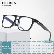 Men Anti Blue Light Double Bridge Square Reading Glasses Presbyopic Glasses Hot