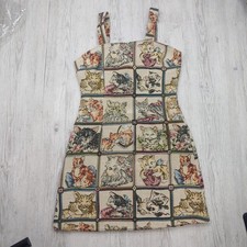 Cider Cat Print Tapestry Mini Dress Sleeveless Women’s Size S Multicolour