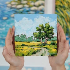 Small Landscape Oil Painting Original Fine Art, Gift Home Decor, Impressionist