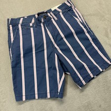 American Eagle Shorts Men's 31 Blue Pink Striped Slim Ne x t Level Flex Chino