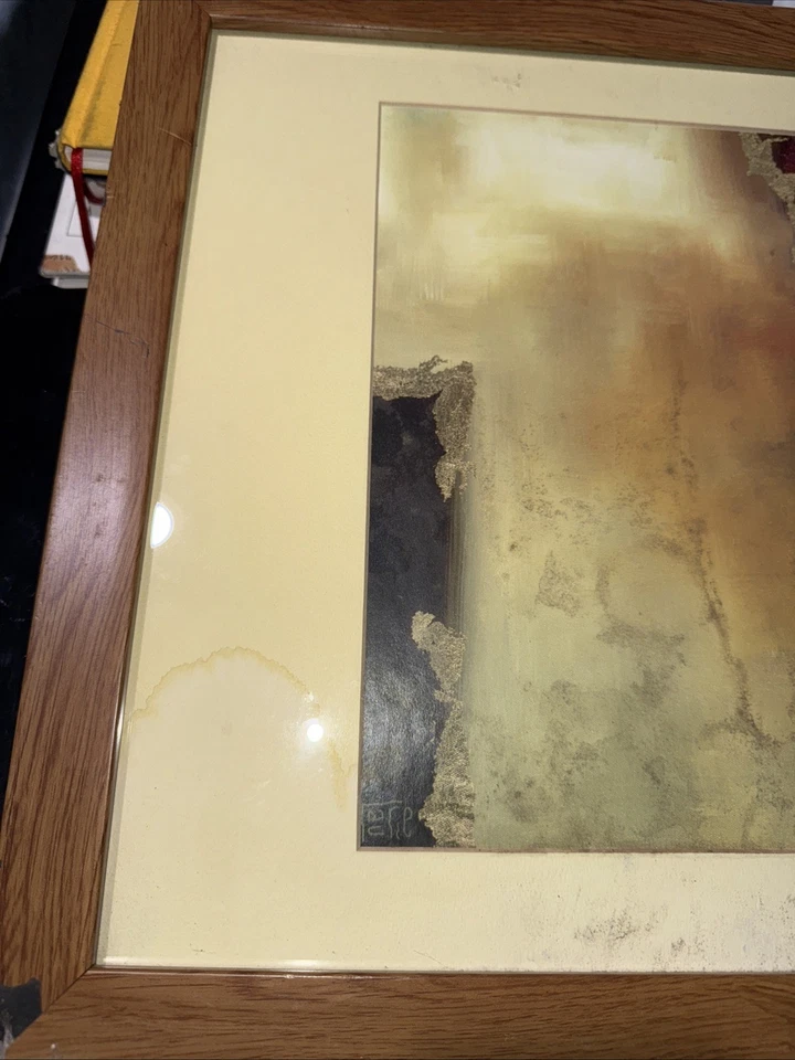 Pintura abstracta de mediados de siglo de la artista Lourie expresionismo pintura al óleo vintage Foto 2 de 4