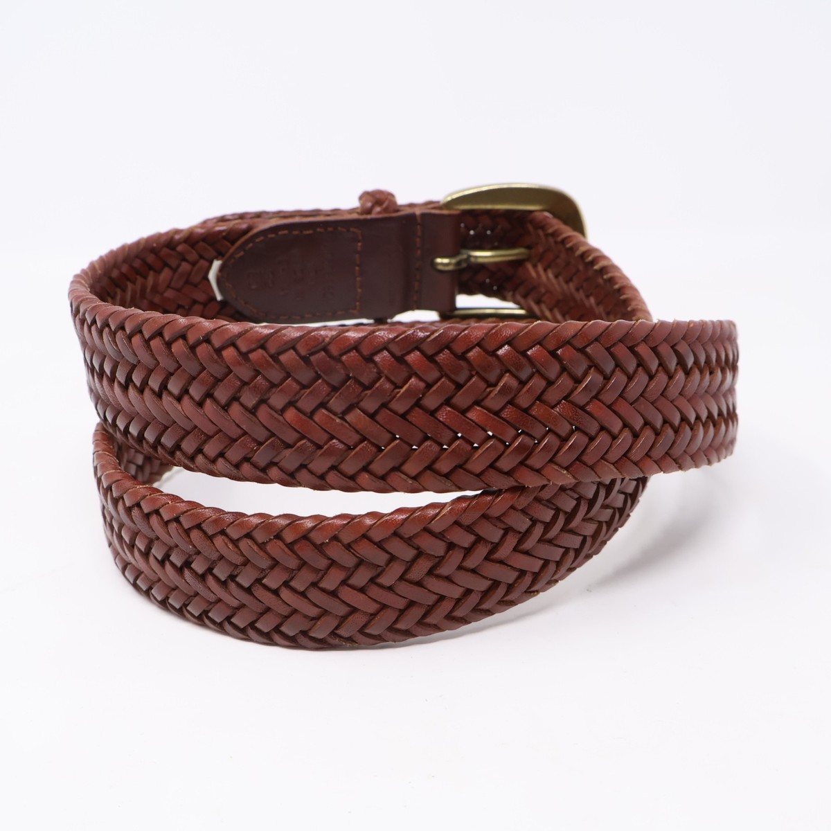 Polo Ralph Lauren Braided Leather Belt Mens Size 32/80 Brass 