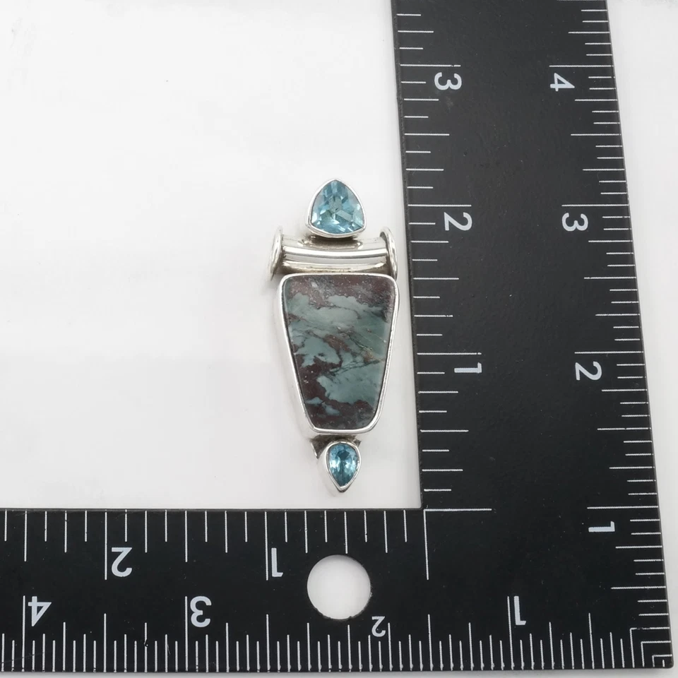 Pingente de prata esterlina Charles Albert pedra preciosa azul, topázio - Imagem 4 de 4