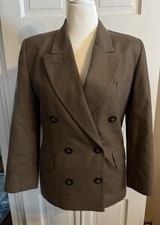 Harve Benard Vintage Women  s Jacket 100 Wool Sz 8P Lined Brown Shoulder Pads