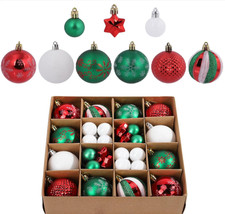44pcs Shatterproof Christmas Ball Ornaments Set   Red Green White Decor  