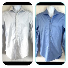 Calvin Klein Men  s Infinite Non Wrinkle Slim Fit Dress Shirt Size 15 1/2
