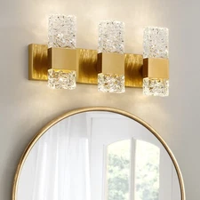 Gold Bathroom Vanity Light Fixtures Bathroom Light Fixtures Over Mirror 3-Lig...