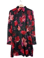 C&A Langarmkleid Damen Kleid Gr. DE 38 rot-pink-schwarz Elegant