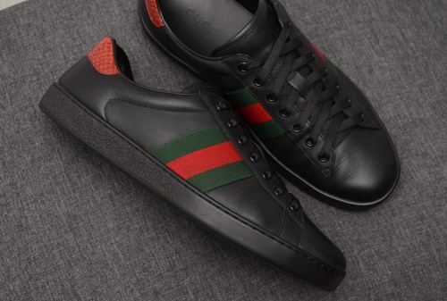 Scarpe sneakers uomo autentiche Gucci Ace pelle nera taglia UK 8,US 9,EU 42 - Foto 11 di 17