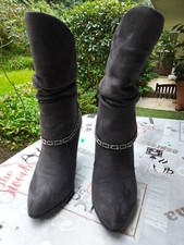 Dunkel Grau Boots mit hohem Absatz Stiefel-High-Heels Gr. 37