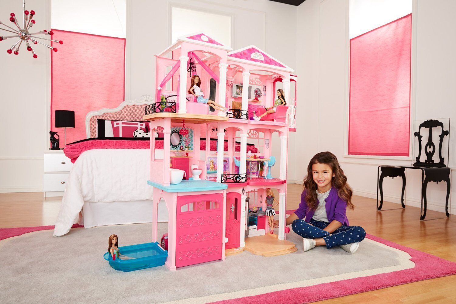 Barbie Dreamhouse Day & Night 3-Storeyhouse Toy With Accessories  Multicolor