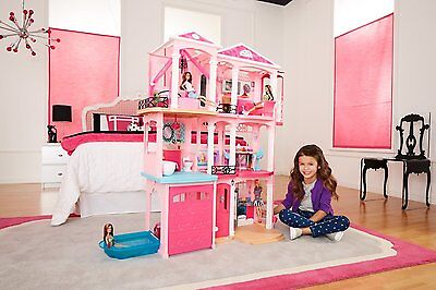 ✅New Mattel Barbie 3 Story Pink Furnished Doll Town house Dreamhouse  Townhouse✅✅