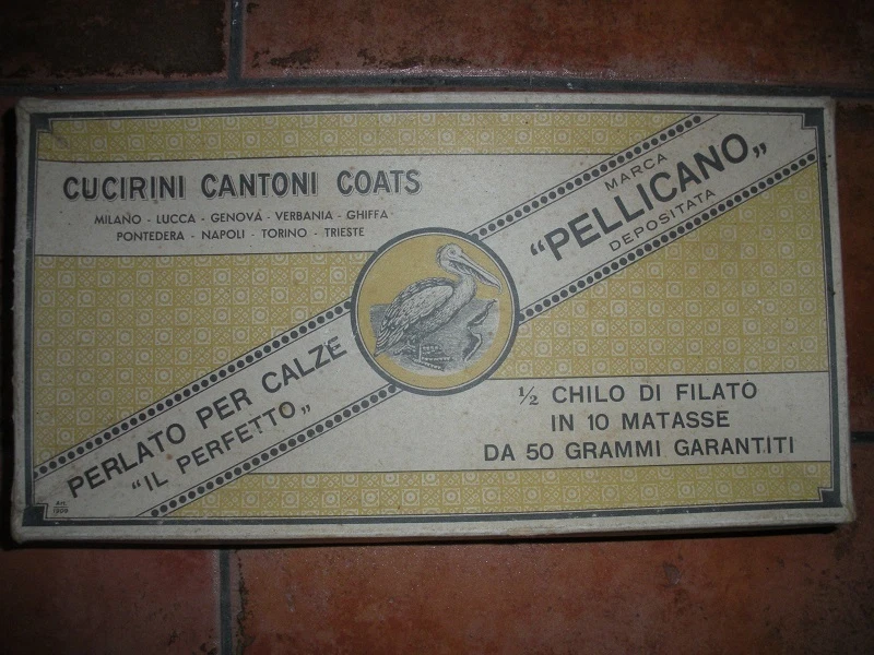 CUCIRINI CANTONI COATS Scatola LITOGRAFAFA 1960 PERLATO PELLICANO
