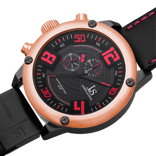 Men's Joshua & Sons JS70 Lefty Swiss Quartz Multifunction Leather Strap Watch - Picture 7 of 21