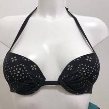 Sunseeker Femme Black Bikini Top 6 AA cups Underwired Padded Push Up Low front