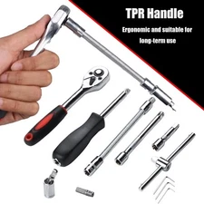 46-Piece Handle Drive Socket Wrench Set Mechanic Bit Socket TPR Tools Combo Kits