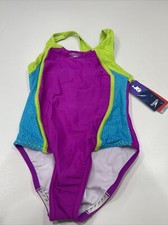 Speedo- Little Girls Multicolor One Piece Swimsuit- Size 10