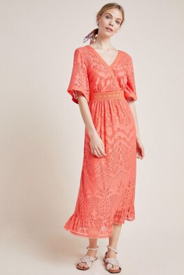 pink dress with orange lace Cupid Dress in Pink with Orange Lace