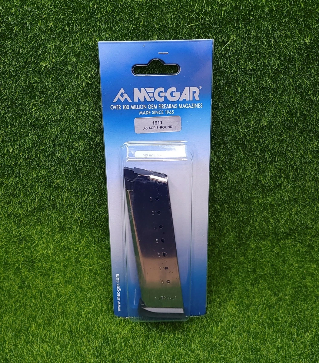 Mec-Gar 1911 .45ACP 8 Round Pistol Magazine, Nickel Plated  