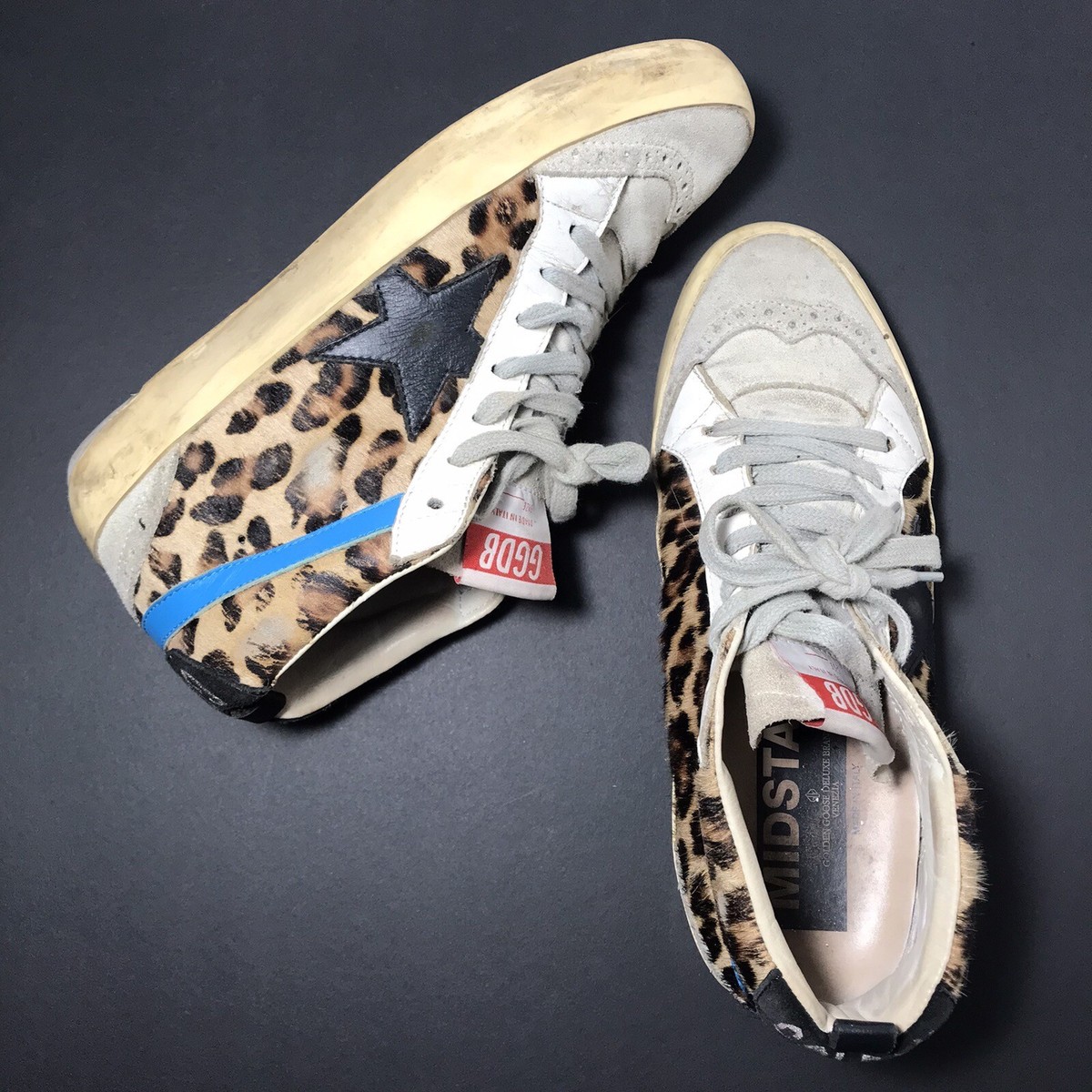 Golden Goose Mid Star Leopard Print Sneakers | eBay
