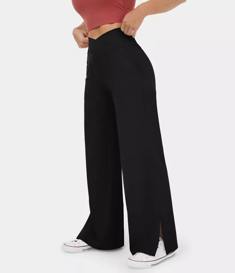 Straight leg yoga pants with cheap pockets