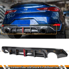 FOR 2017-2022 INFINITI Q60 RS JDM V2 LED LINE CARBON FIBER REAR BUMPER DIFFUSER
