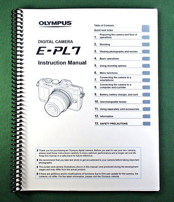 Olympus E-PL7 Instruction Manual: 159 Pages and Protective Covers!