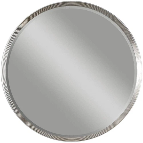 Uttermost Serenza Round PU MDF and Glass Mirror in Silver/Black - Picture 1 of 5