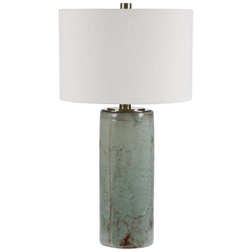 Uttermost Callais Ceramic and Metal Crackled Table Lamp in Aqua Blue - Picture 3 of 9