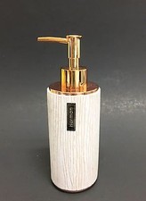 NEW HARMON OFF TEXTURED WHITE,CREAM RESIN+ROSE GOLD PUMP, SOAP,LOTION DISPENSER