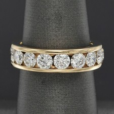 2 CT Round Diamond Channel Set Wedding Eternity Band ring 14k Yellow Gold Finish