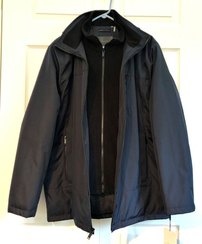 Giacca Calvin Klein uomo taglia LG blu doppio strato zip con cappuccio rimovibile nuova con etichetta - Foto 2 di 17