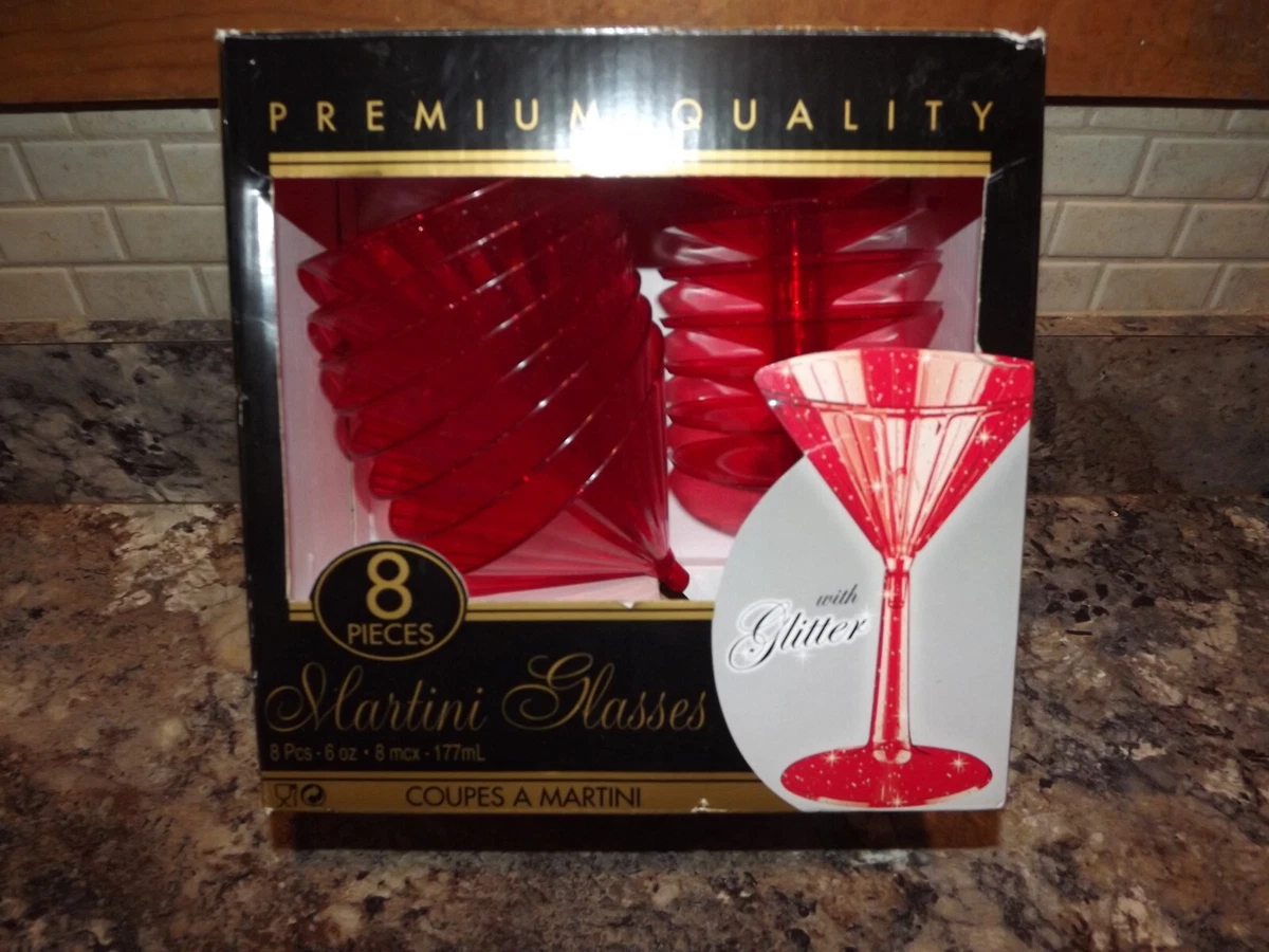 Red plastic cheap martini glasses