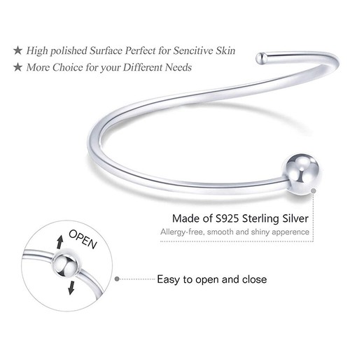 925 Sterling Silver Hoop Ring Bead Sleeper Earrings Lip Ear Nose Body Piercing - Picture 5 of 5