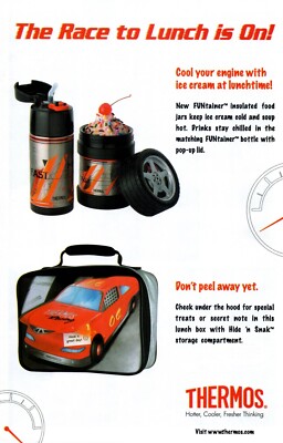 VINTAGE ADVERTISING THERMOS Hotter Cooler Fresher Thinking Motor Sports 1993