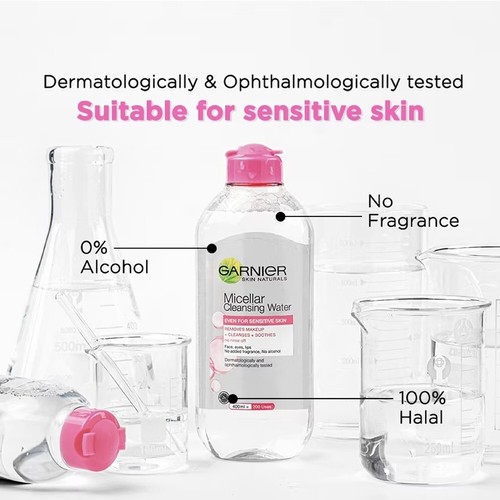 400ml Garnier Micellar Cleansing Water Face Eye Sensitive Skin Makeup Remover - Picture 3 of 7