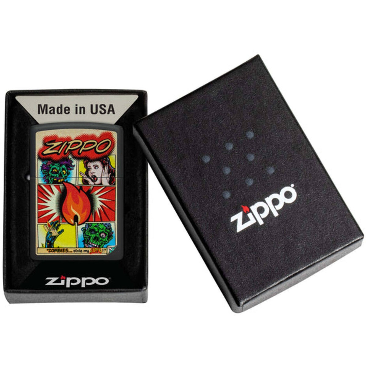 Zippo Windproof Pocket Lighter Comic Zombies Design Classic Black
